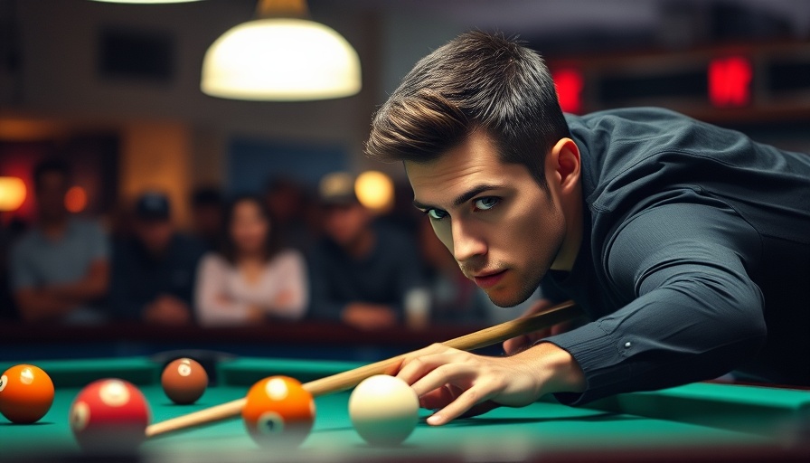 Focused pool player at Q City 9-Ball tournament