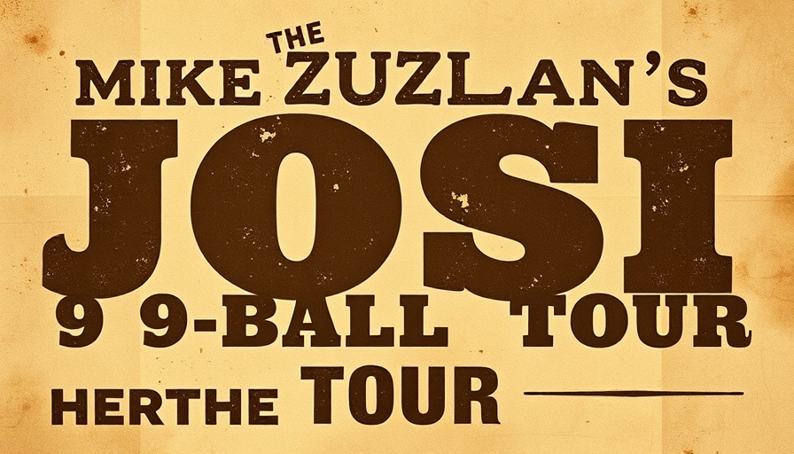 Joss NE 9-Ball Tour vintage poster design with bold text.