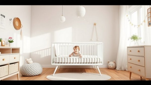 Timeless cot beds in family homes, smiling toddler in modern nursery.