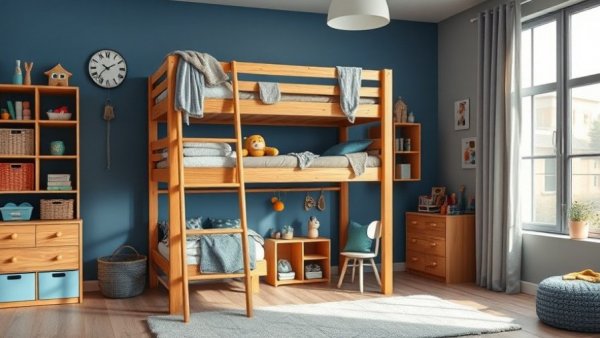 Modern children's room featuring the Boori Bunk Bed Collection with storage.