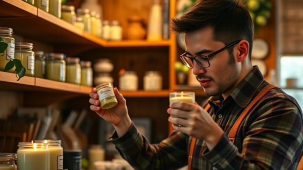 Fully stocked melon candles being labeled in a cozy workspace.