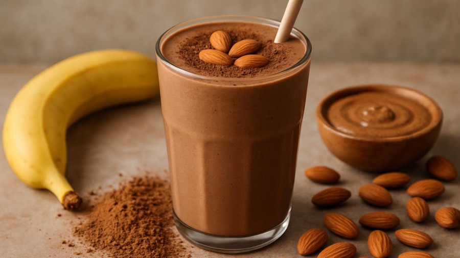 Chocolate Almond Butter Smoothie for Under 200 Calories