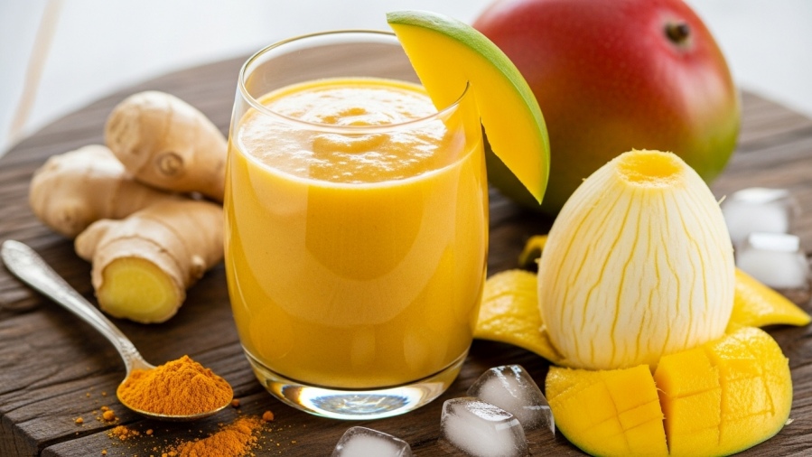 Cold-n-Flu-Busting Ginger Turmeric Mango Smoothie