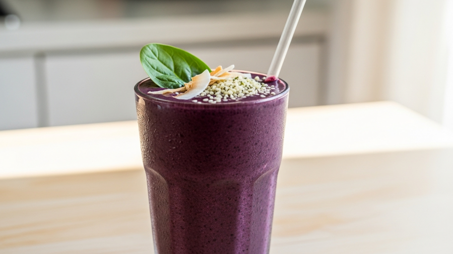 Coconut Blueberry Green Smoothie for 144 Calories