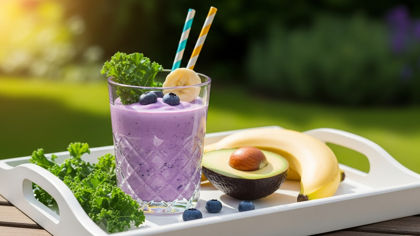 Superfood Smoothie with Banana Kale n Blueberry Probiotic Goodness