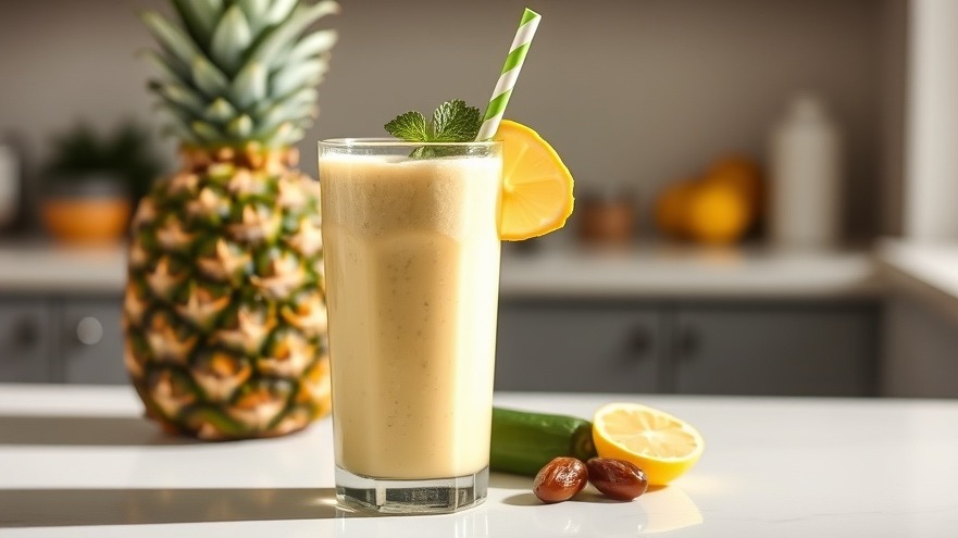 Detox Smoothie with Pineapple, Cucumber, Lemon & Dates