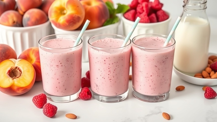 Peach Raspberry Almond Smoothie from 170 Calories