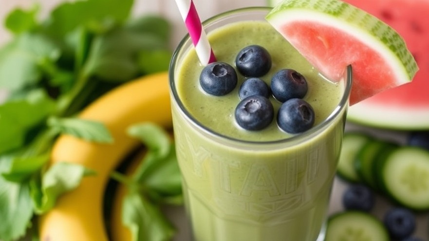 Green Smoothie with Blueberry & Watermelon