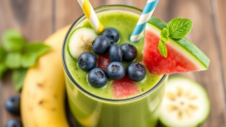 Green Smoothie with Blueberry & Watermelon