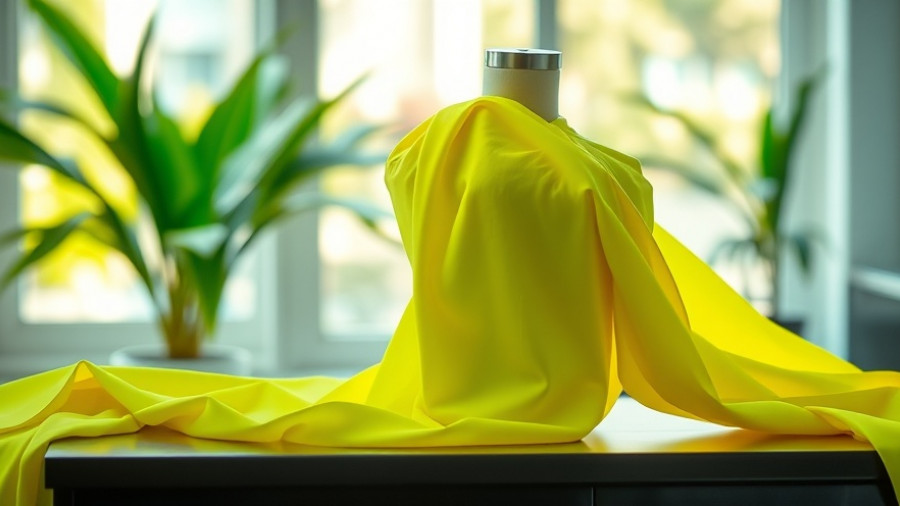 Neon yellow fabric elegantly draped, soft natural lighting.