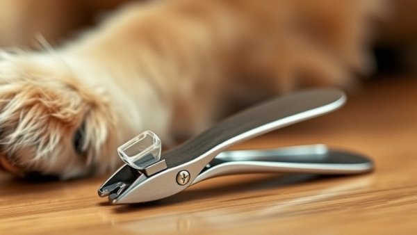 Close-up of a sleek dog nail clipper with safety guard.