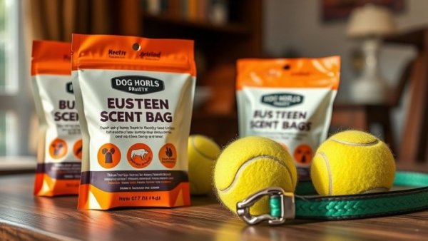 Dog obedience scent articles with tennis balls on table.