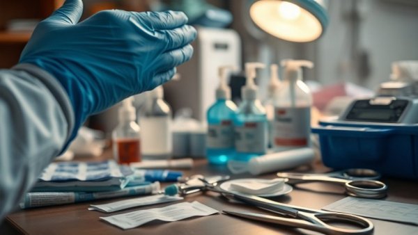 Medical supplies on a table for How to Care for Dog Bite Wounds.