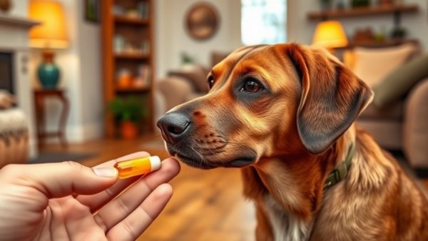 Attentive brown dog at home, interested in vitamin, Dog Lifestyle Tips for Everyday Wellness.