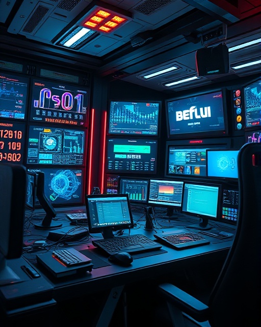 futuristic content automation, enthusiastic and innovative, creating diverse content autonomously, photorealistic, set in a futuristic control room with holographic displays and advanced machines, highly detailed, with moving binary codes and swirling data streams, 8K resolution, luminous neon colors, ambient artificial lighting, shot with a 50mm lens.