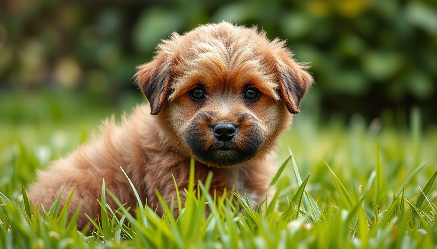 Adorable mixed-breed puppy in grass for National Rescue Dog Day 2025.