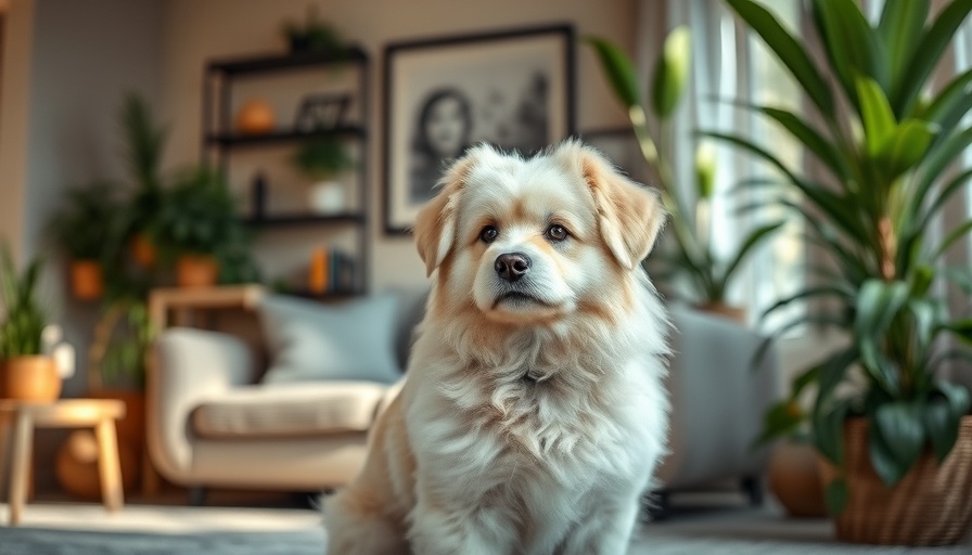 Calm rescue dog in cozy living room setting, manage aggressive behavior in rescue dogs.