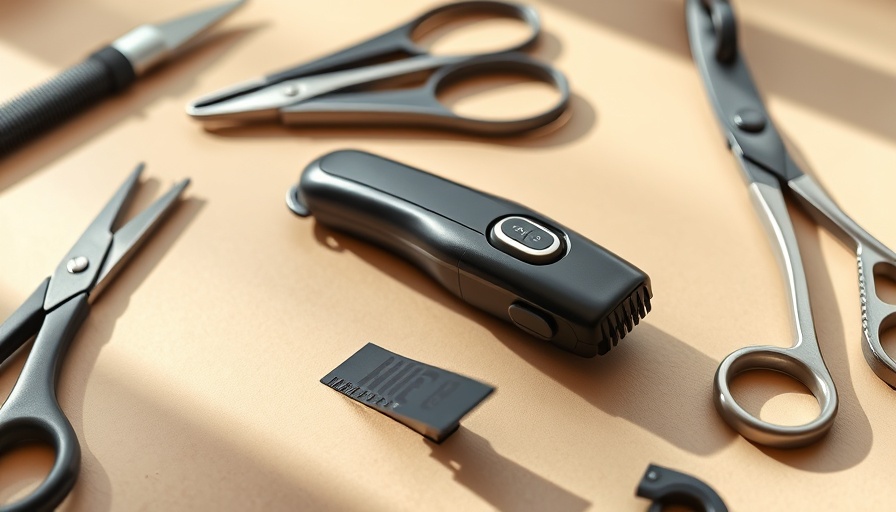 Choosing Safe Dog Clippers: black clippers on grooming table.