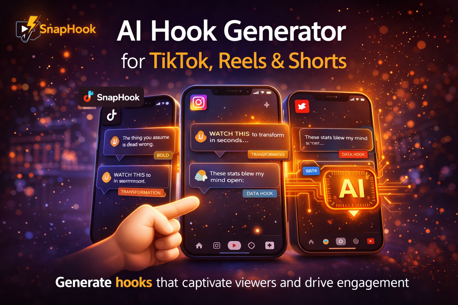 AI Hook Generator for Tik Tok-Reels and Shorts