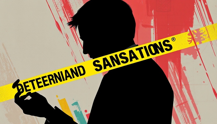 Abstract digital art of sanctions concept with silhouette and tape.