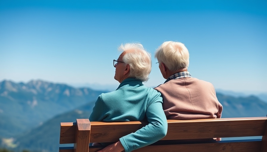 Elderly couple on bench with mountain view, top countries for retirement.