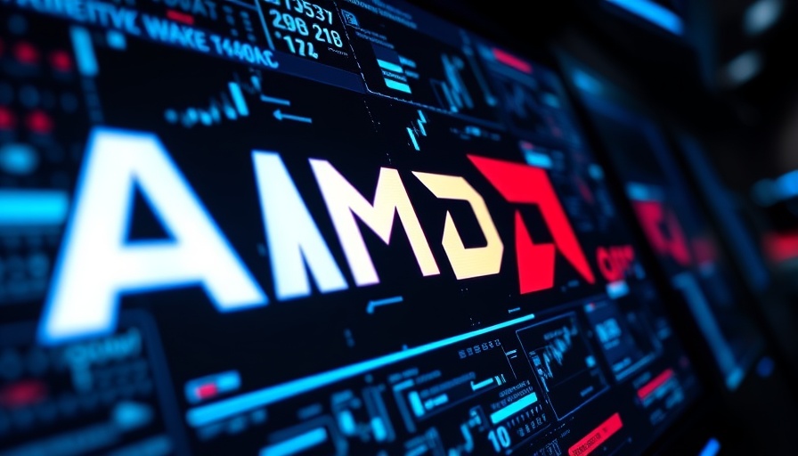 Illuminated AMD logo symbolizing stock surge on digital screen.