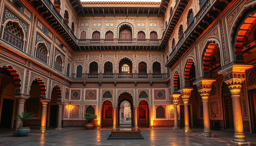 Gulab Haveli Mandawa courtyard with intricate architecture.