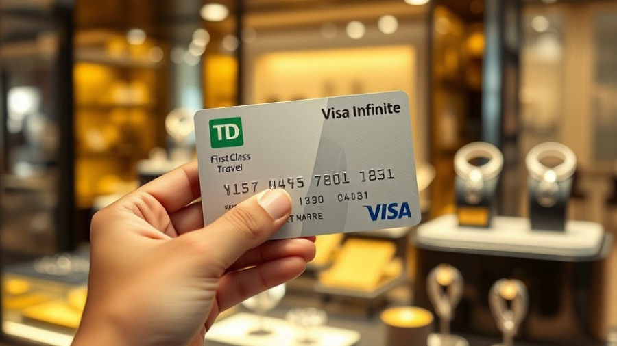 TD First Class Travel Visa Infinite Card held by hand in jewelry store.