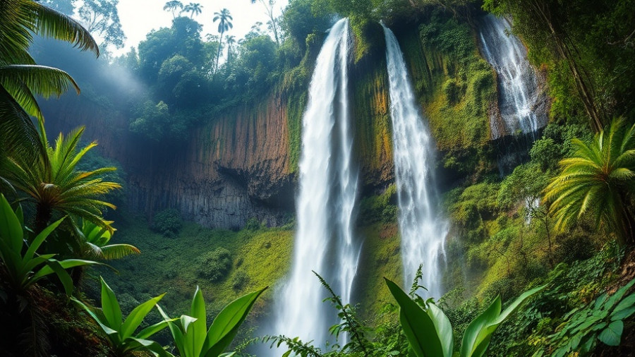 Majestic waterfall in lush greenery on a Big Island itinerary.