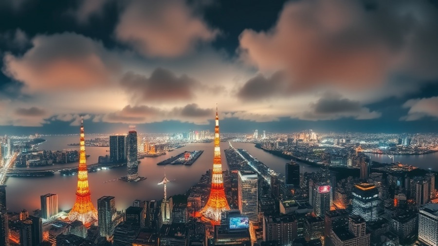 Panoramic night view of Tokyo cityscape with vibrant lights for Japan's Regions Travel Guide.