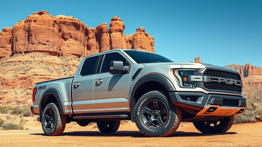 Silver truck on a USA road trip with desert scenery.