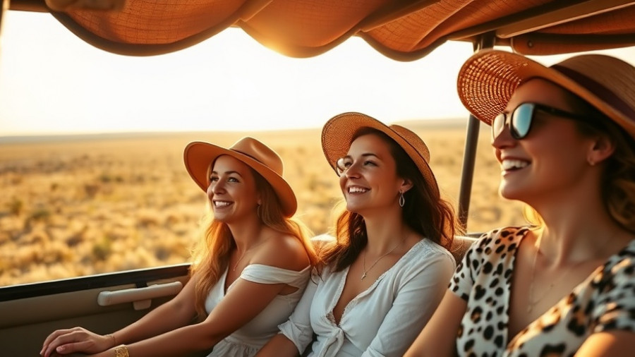 Women enjoying sunset safari, personalized travel itineraries adventure.