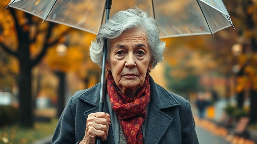Power outages BC: Woman walking in autumn park with umbrella.