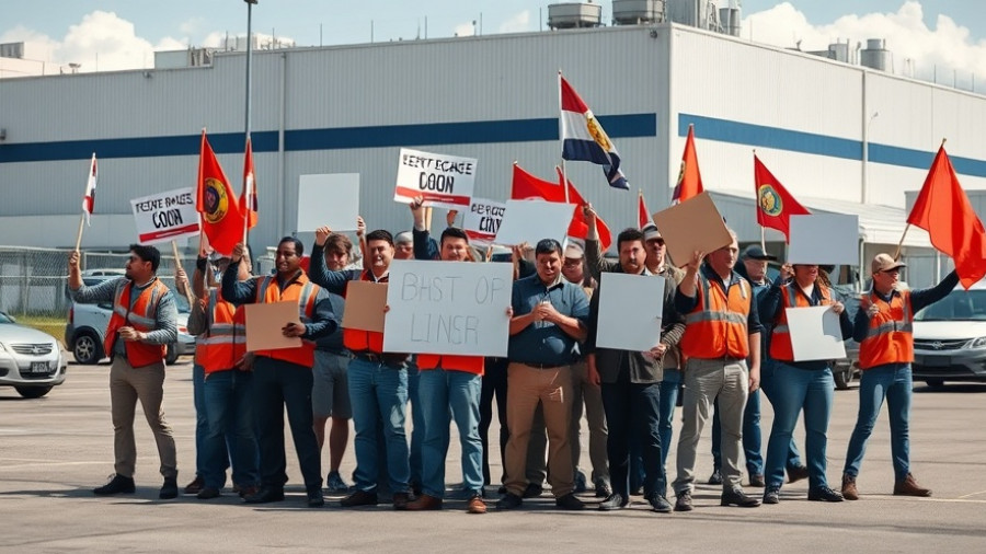 Squamish workers demonstrating for tentative agreement in parking lot.