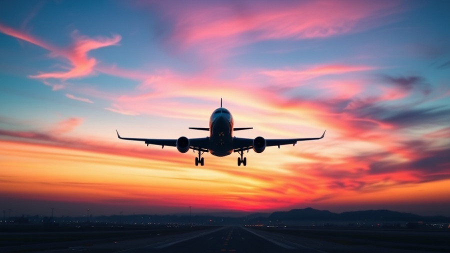 Airplane silhouetted against vibrant sunset sky, RBC Air Travel Redemption.