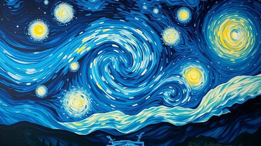 Iconic painting of a swirling night sky for stress relief from visiting museums.