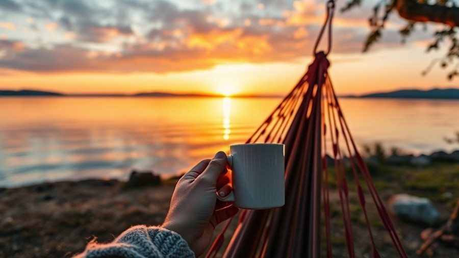 Cozy hammock with a sunrise view by the lake, ideal cottage packing list.