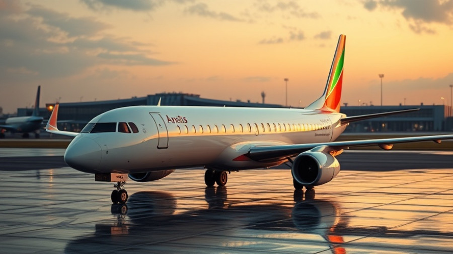 Bangladesh Airlines plane on tarmac at dusk, airline photography.