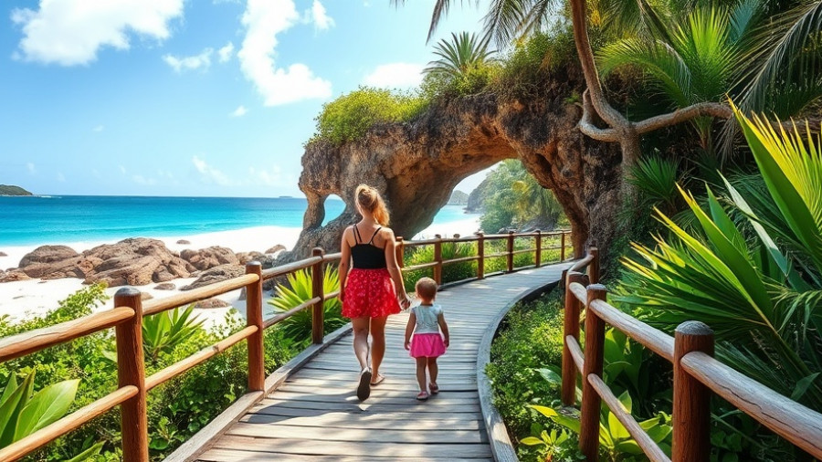 Family enjoying Six Senses Krabey Island's eco-luxury scenic view.