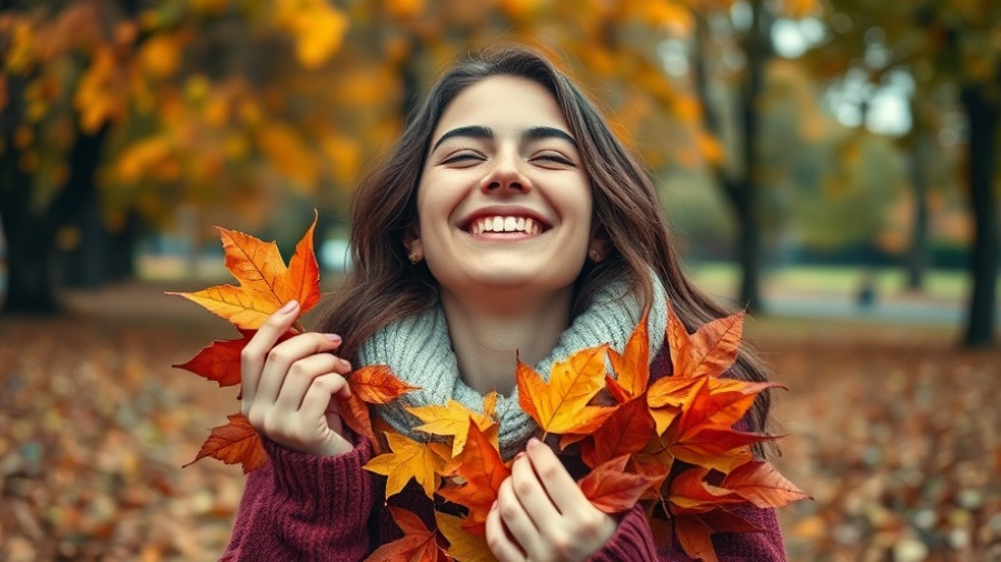 Science of Happiness: Joyful woman enjoying autumn.