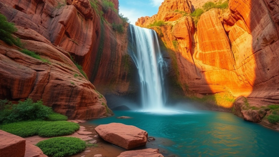 Beautiful waterfalls in the world at sunset