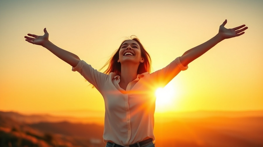 Woman embracing sunrise, symbolizing setting boundaries.