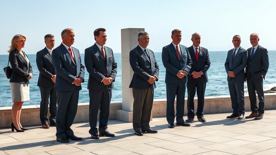 Leyte Gulf Landings anniversary ceremony with officials and statues.