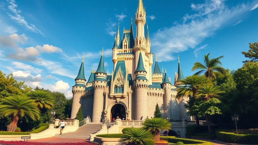 Iconic castle in Orlando theme park under winter sunshine.