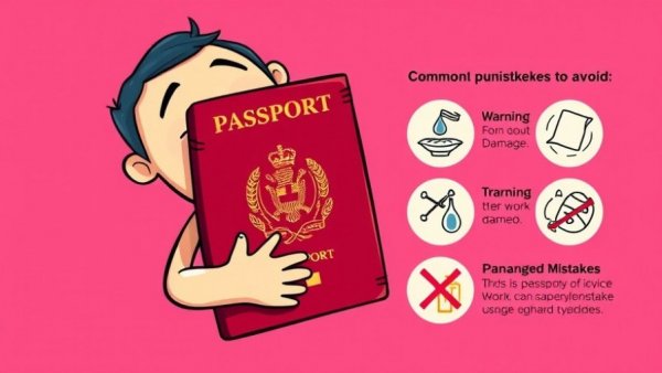 Illustration highlighting passport mistakes to avoid with care tips.