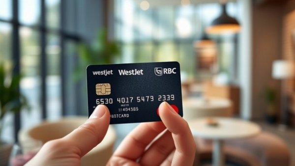 Hand holding WestJet RBC World Elite Mastercard in a bright room.