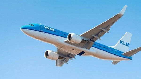 Modern KLM aircraft in flight for Flying Blue Status Match.