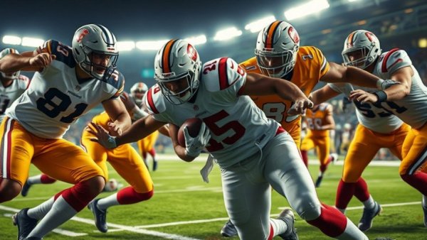 BC Lions player in intense tackle during playoff football game.