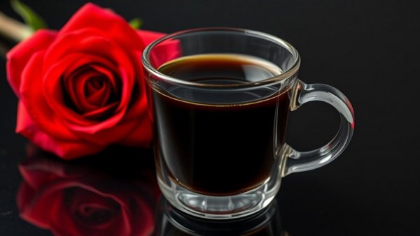 Elegant coffee cup with red rose, world's most expensive coffee.