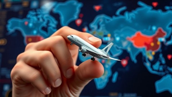 Innovative navigation systems concept with hand and airplane.